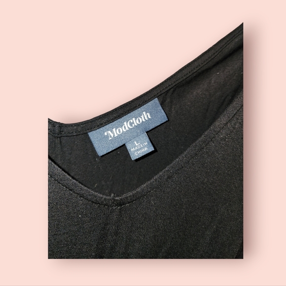 ModCloth Black Eyelet Ruffle Peplum Tie-Shoulder Sleeveless Tank Top V-neck Chic - Picture 3 of 3